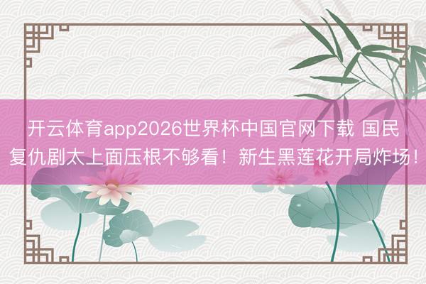 开云体育app2026世界杯中国官网下载 国民复仇剧太上面压根不够看!新生黑莲花开局炸场!