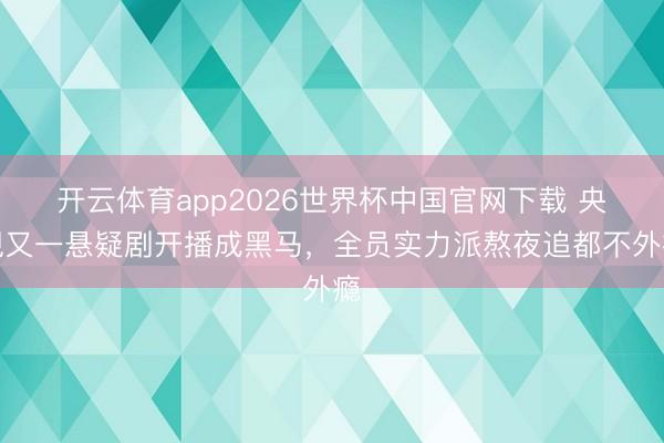 开云体育app2026世界杯中国官网下载 央视又一悬疑剧开播成黑马，全员实力派熬夜追都不外瘾