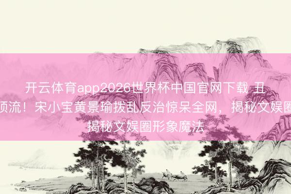开云体育app2026世界杯中国官网下载 丑男逆袭成顶流！宋小宝黄景瑜拨乱反治惊呆全网，揭秘文娱圈形象魔法