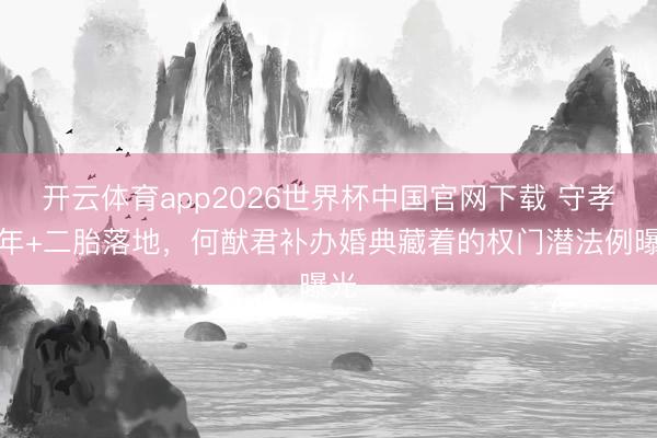 开云体育app2026世界杯中国官网下载 守孝三年+二胎落地，何猷君补办婚典藏着的权门潜法例曝光