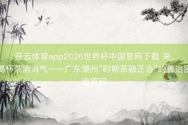 开云体育app2026世界杯中国官网下载 来，先喝杯茶消消气——广东潮州“时期茶融正当”的善治密码