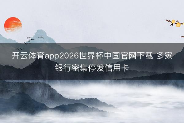 开云体育app2026世界杯中国官网下载 多家银行密集停发信用卡
